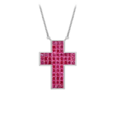 Колье с рубинами, белое золото