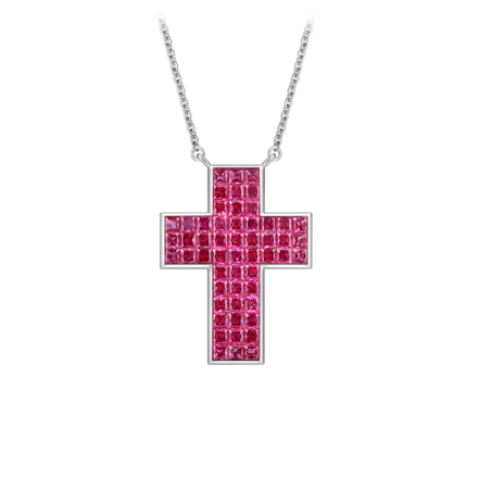 Колье с рубинами, белое золото