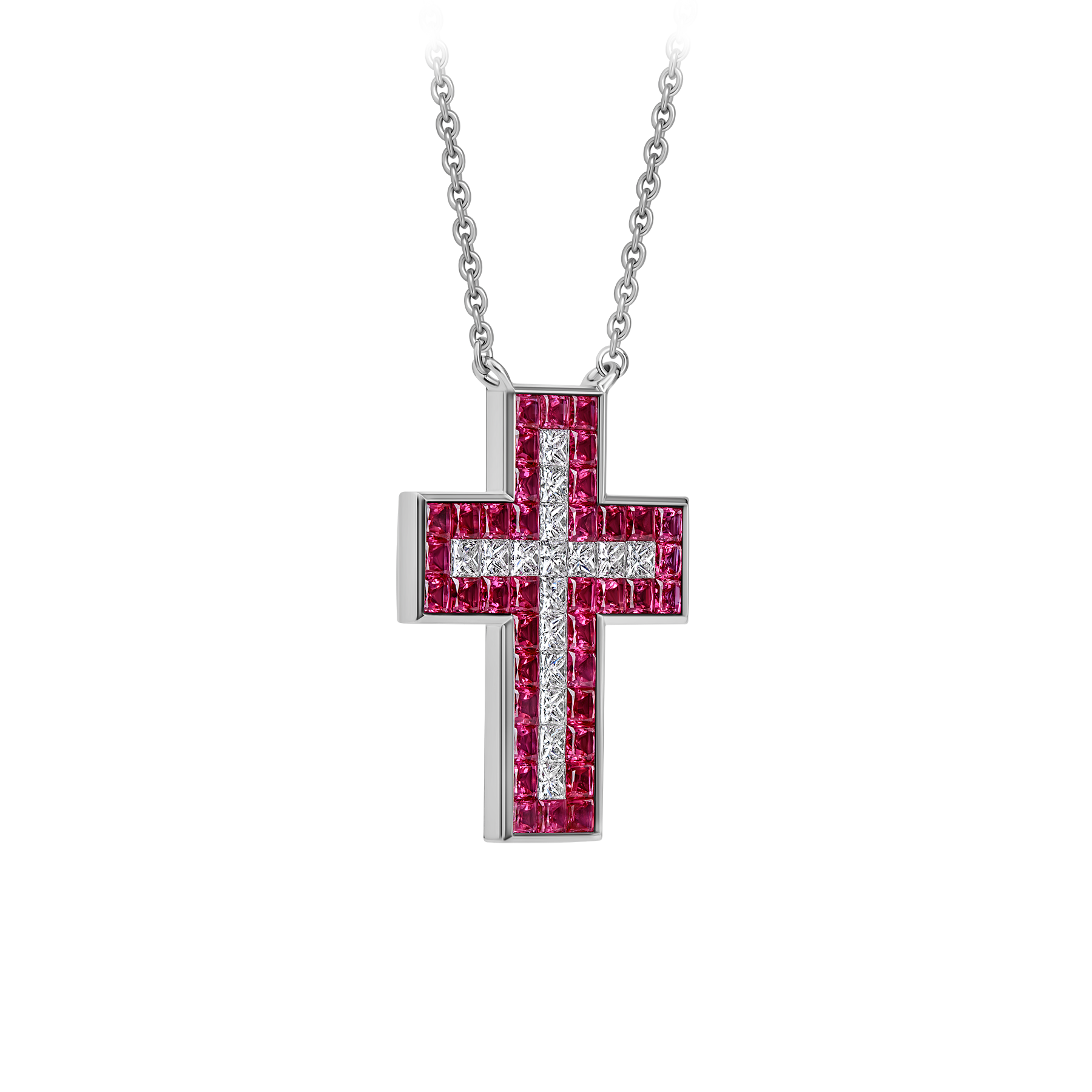 Колье с рубинами и бриллиантами белое золото