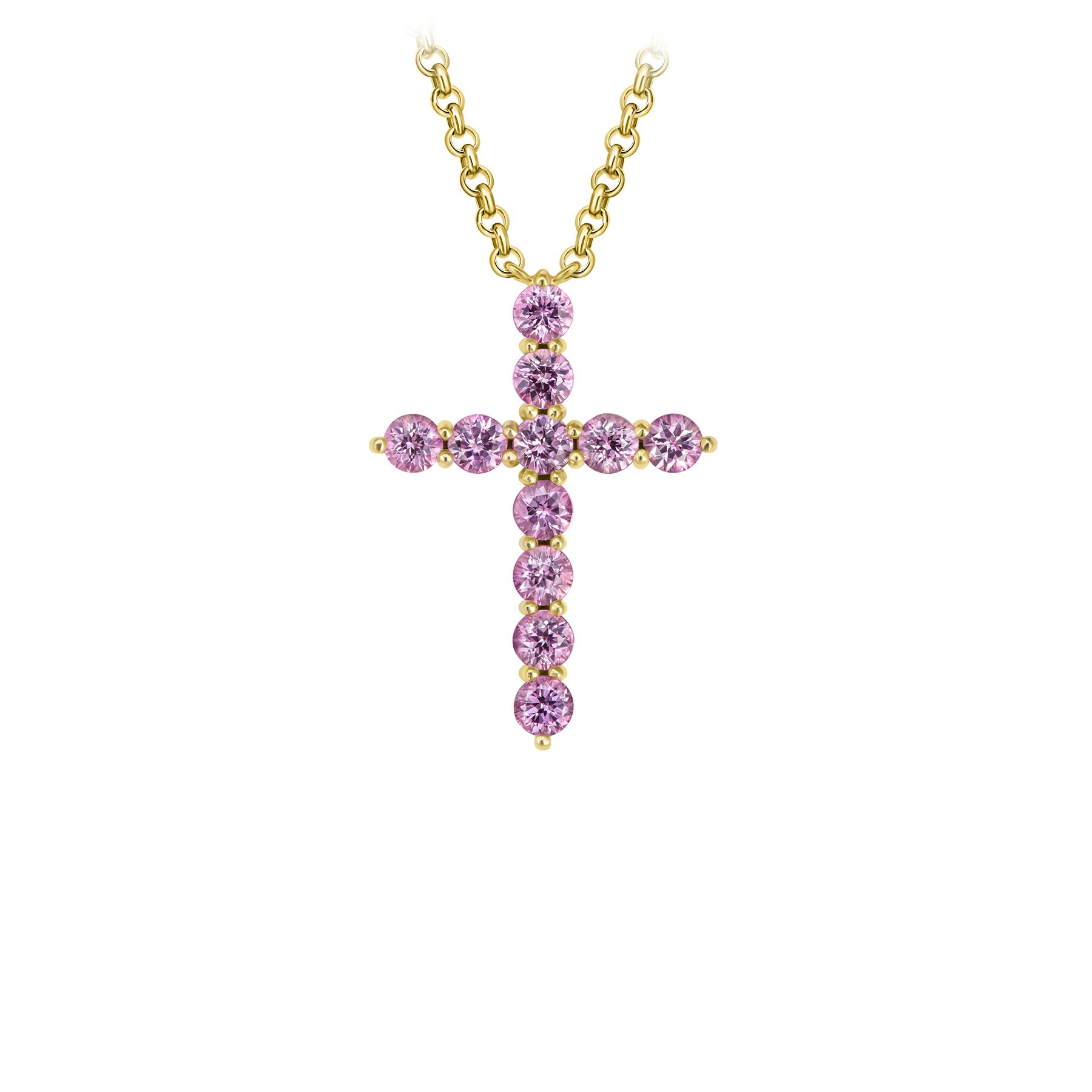 Колье с розовыми сапфирами, желтое золото