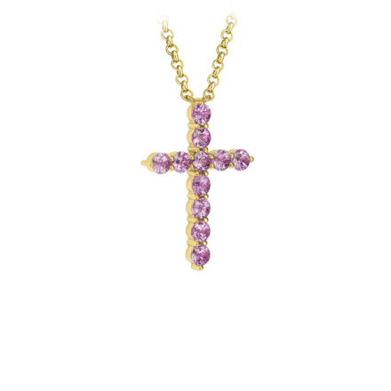 Колье с розовыми сапфирами, желтое золото 2