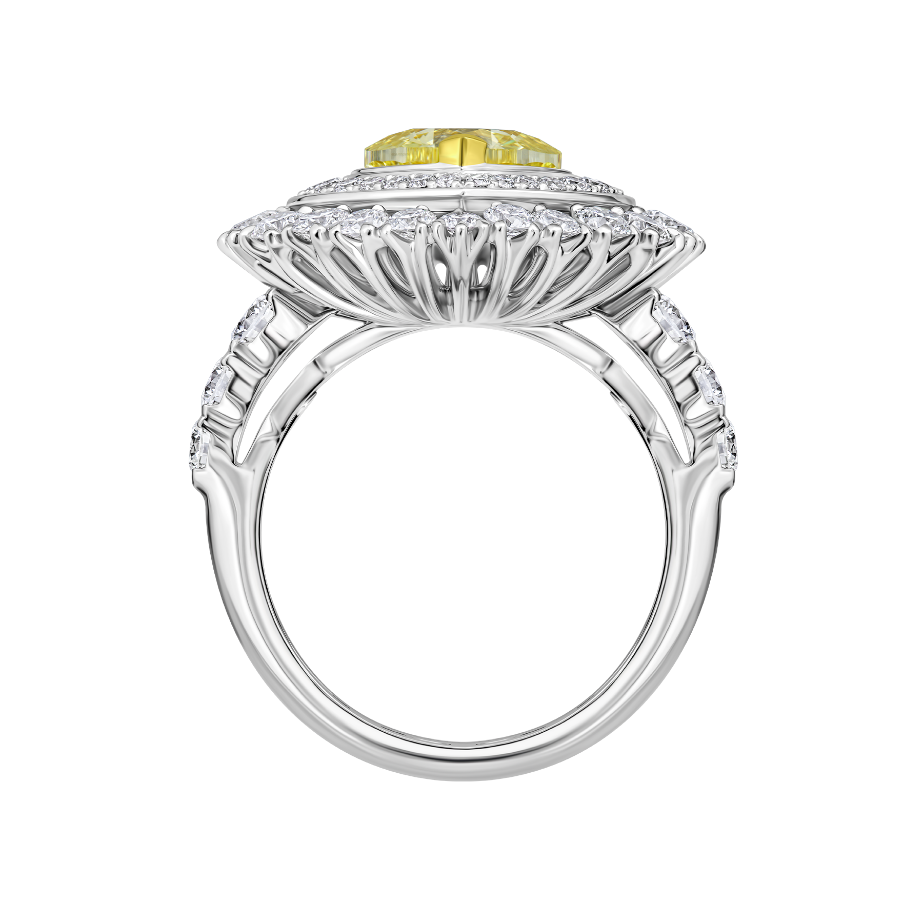 Кольцо с бриллиантами, белое золото