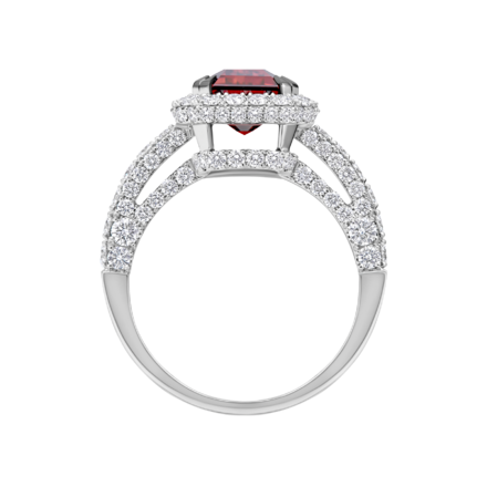 Кольцо с турмалином рубеллитом и бриллиантами, белое золото 3