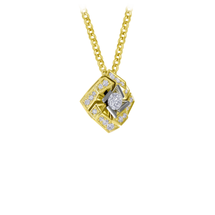 Колье с бриллиантами, желтое золото, нанокерамика 2