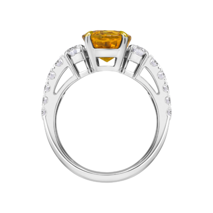 Кольцо с желтым сапфиром и бриллиантами, белое золото 3