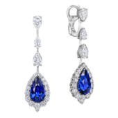 Серьги с сапфирами и бриллиантами, белое золото