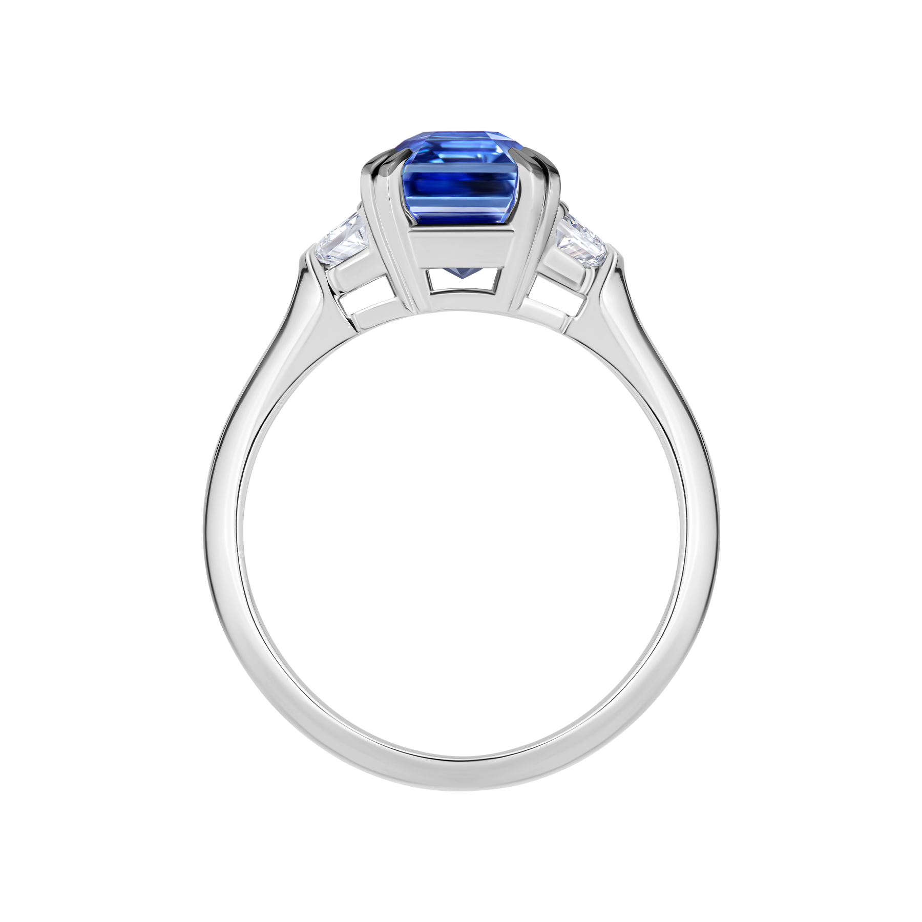 Кольцо с сапфиром и бриллиантами, белое золото