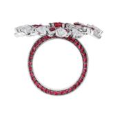 Кольцо с рубинами и бриллиантами, белое золото