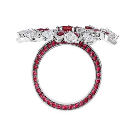 Кольцо с рубинами и бриллиантами, белое золото 3