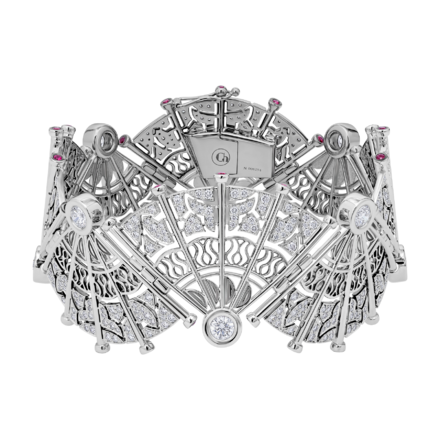 Браслет с рубинами и бриллиантами, белое золото 1