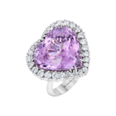 Кольцо с кунцитом и бриллиантами, белое золото