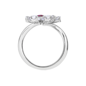 Кольцо с рубинами и бриллиантами, белое золото