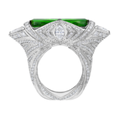 Кольцо с турмалином верделитом и бриллиантами, белое золото