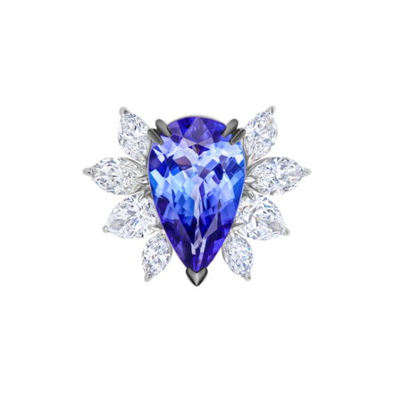 Кольцо с танзанитом и бриллиантами, белое золото 2