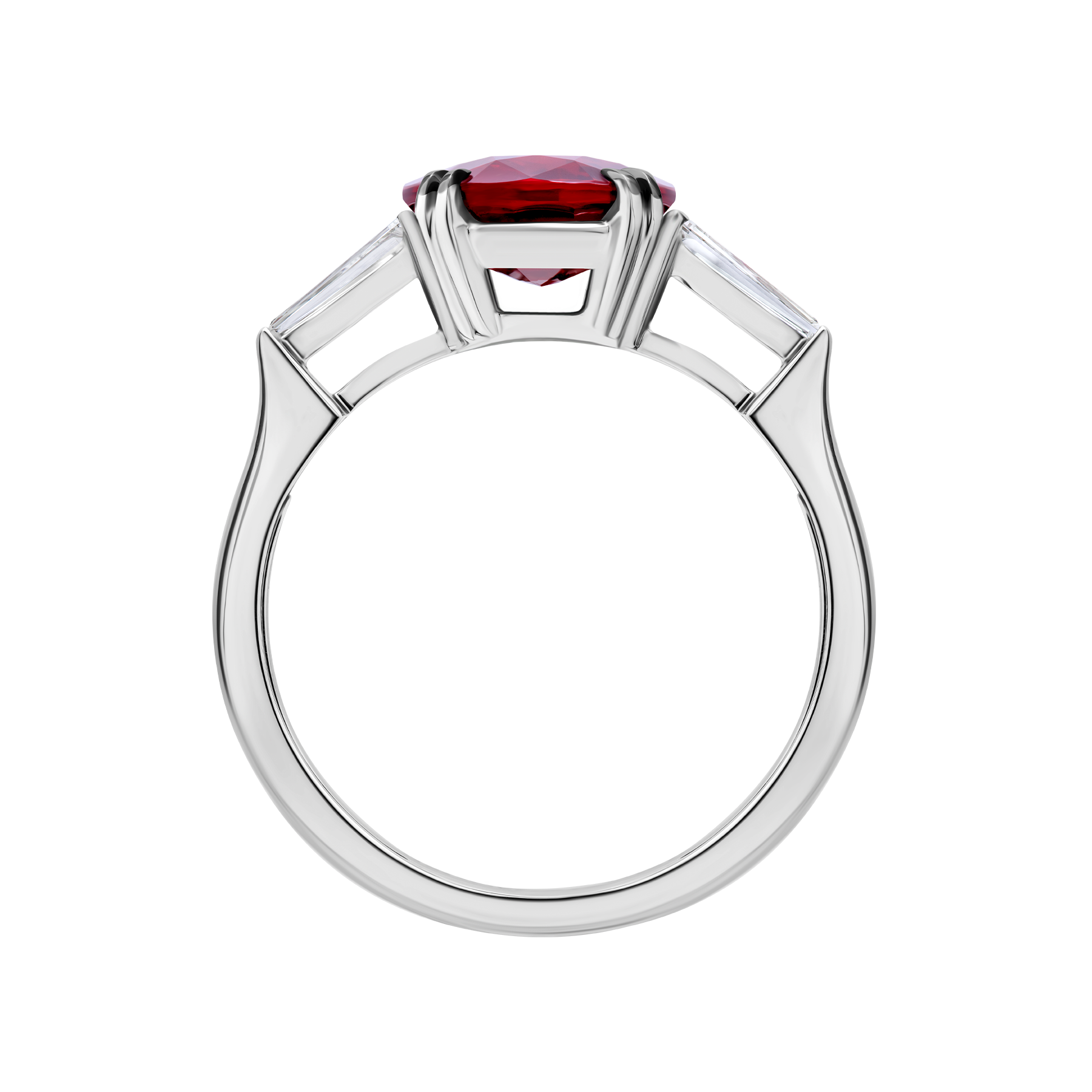 Кольцо с рубином и бриллиантами, белое золото