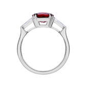 Кольцо с рубином и бриллиантами, белое золото