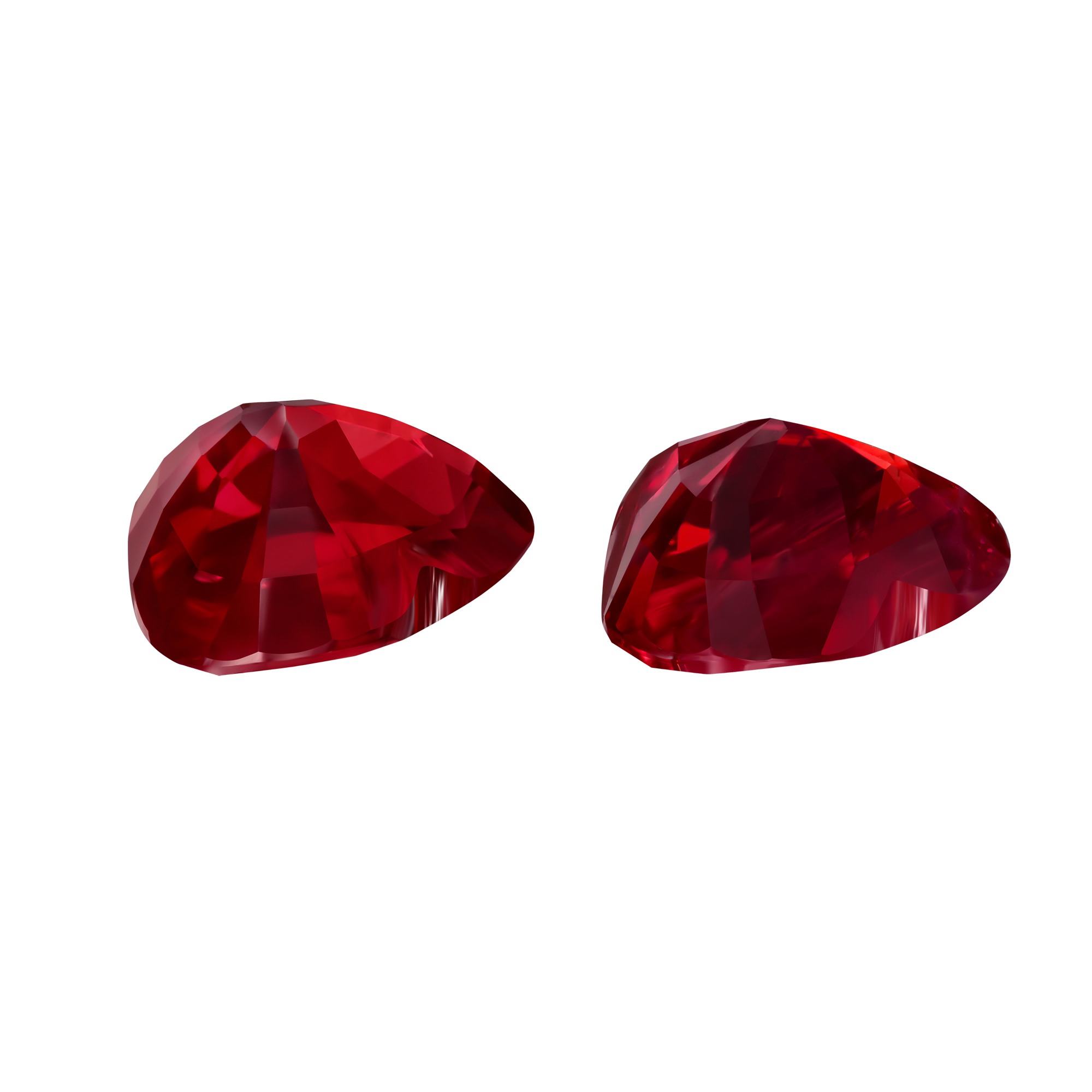 Сет из двух рубинов, MOZAMBIQUE, UNHEATED, Сердце, цвет Pigeon’s Blood, 4,02ct/ 4,02ct
