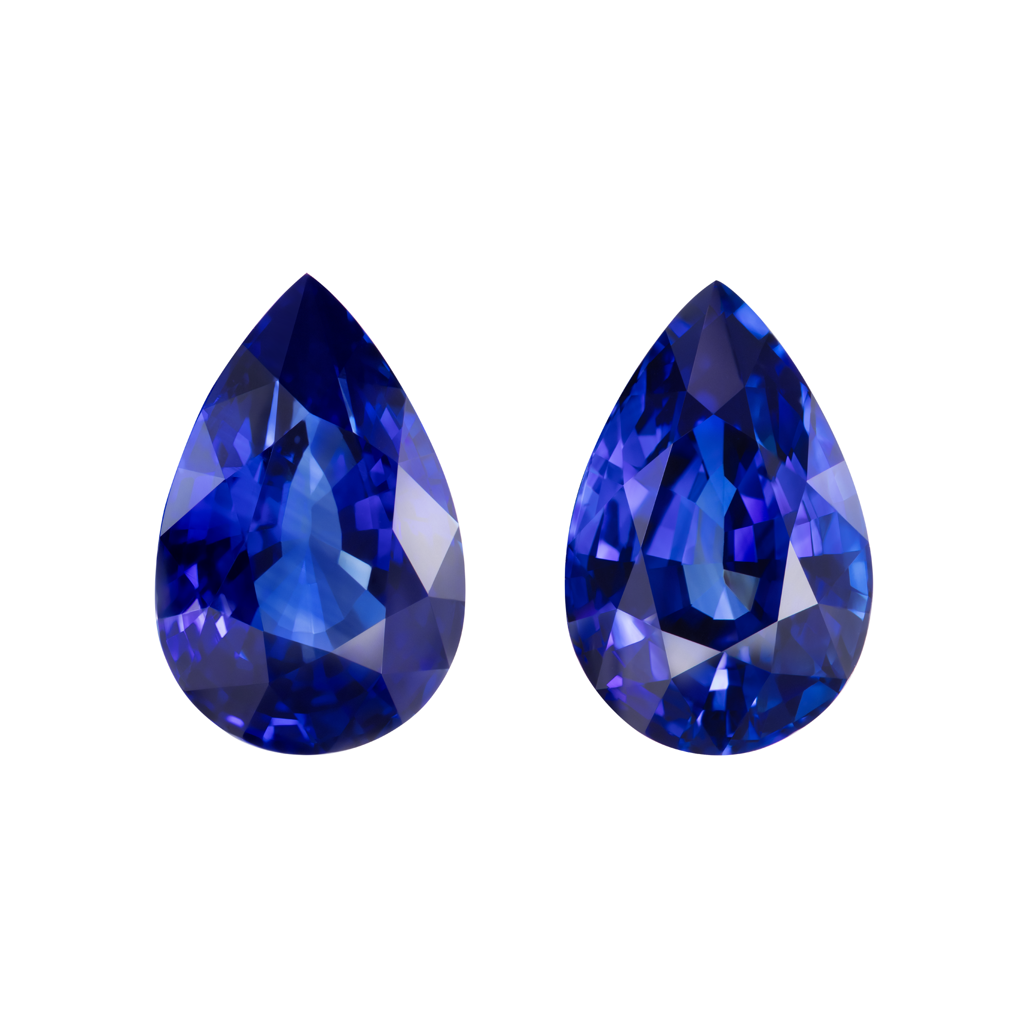 Сет из двух сапфиров, Royal Blue, Sri lanka, Груша, 5,89 ct и 6,52 ct