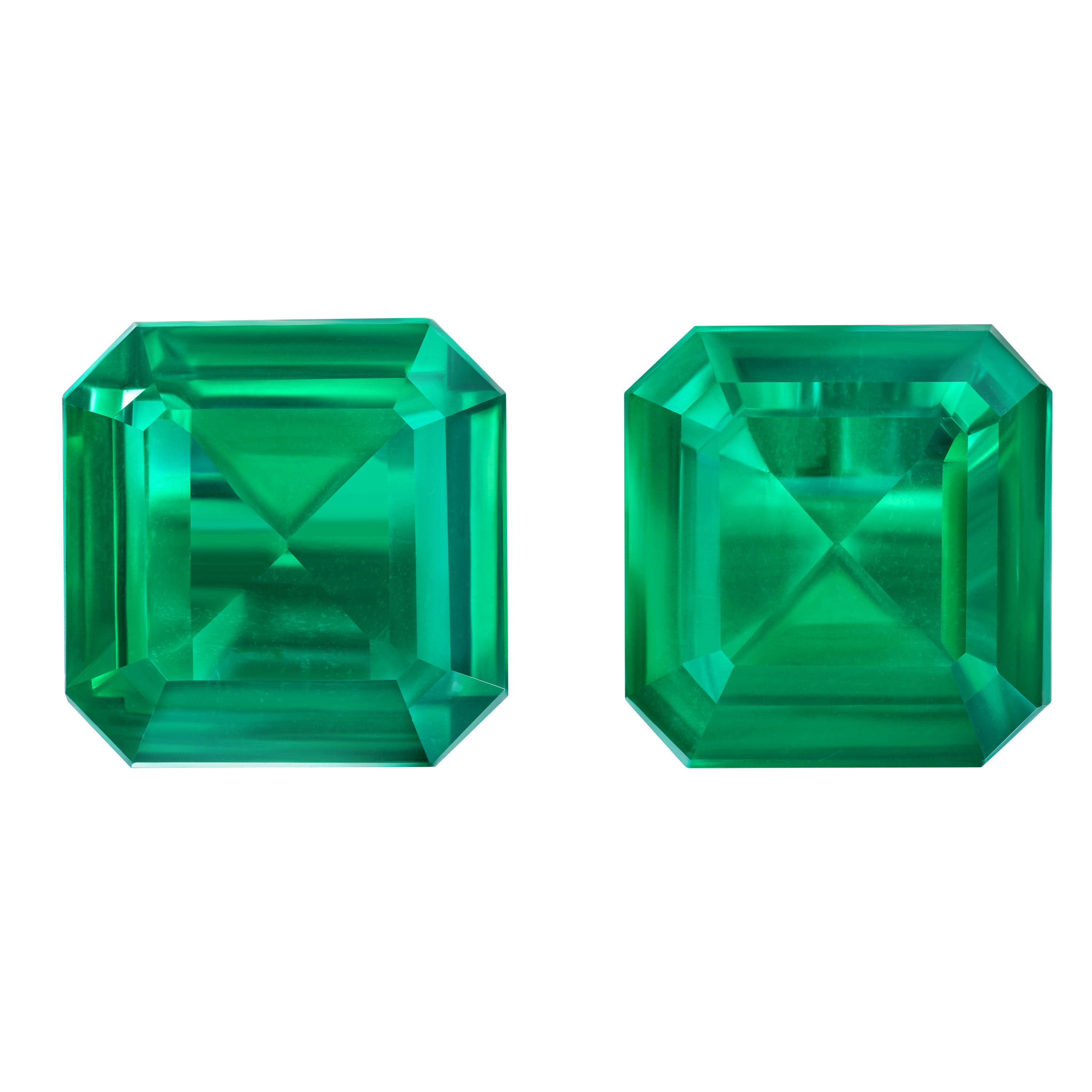 Сет из двух изумрудов, ZAMBIA, Квадратный октагон, 17,49 ct /15,52 ct