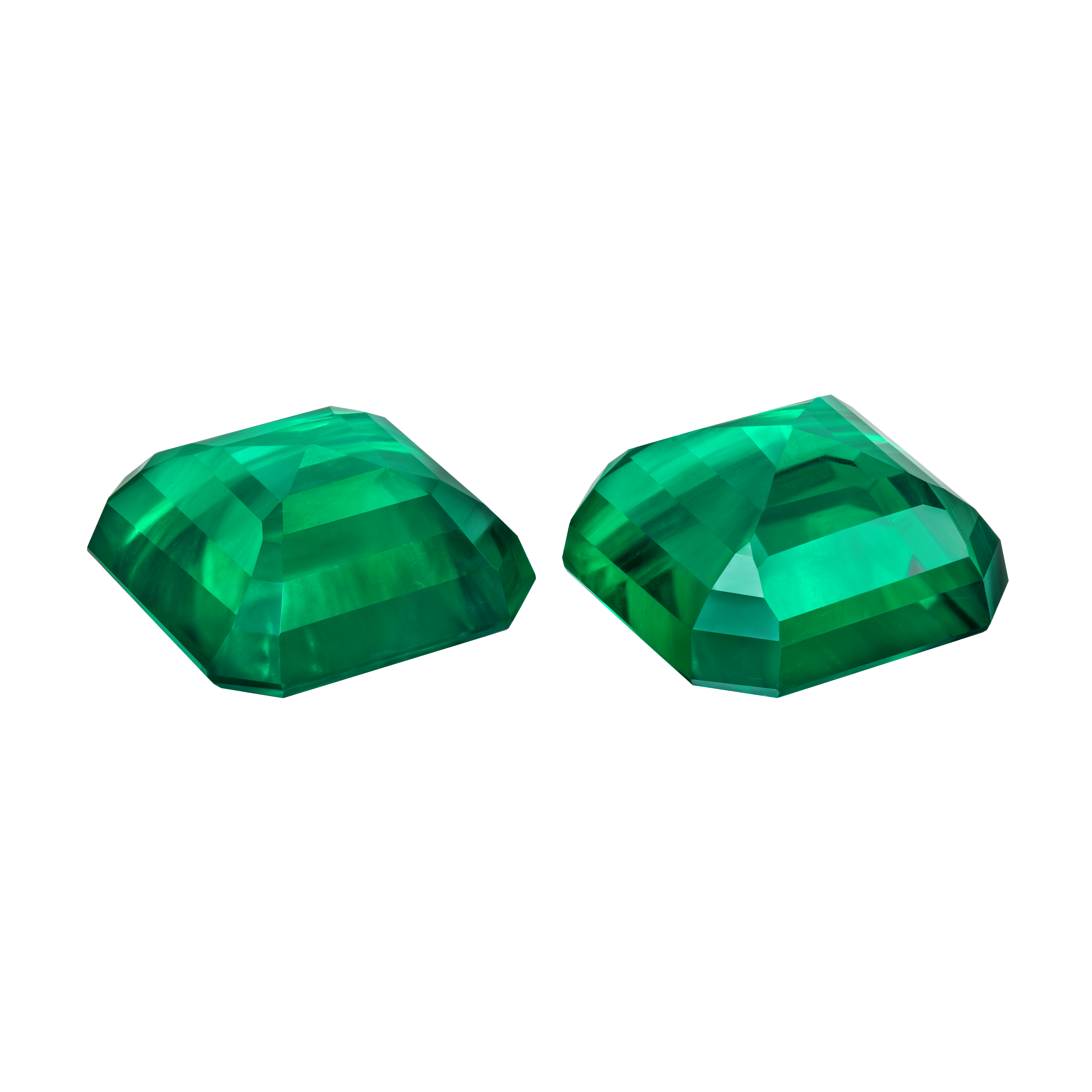 Сет из двух изумрудов, ZAMBIA, Квадратный октагон, 17,49 ct /15,52 ct