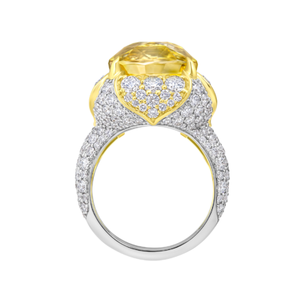 Кольцо с жёлтым сапфиром и бриллиантами, белое и жёлтое золото 3