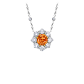 Колье со спессартином и бриллиантами, белое золото